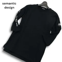 semantic design セマンティック デザイン 春夏 筆記体 プリント★ 7分袖 カットソー Tシャツ Sz.S メンズ 黒のサムネイル