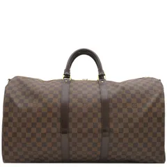 ルイヴィトン LOUIS VUITTON ボストンバッグ キーポル バンドリエール 55 ダミエキャンバス ダミエエベヌ ゴールド金具 茶 イニシャル入り  N41414 MB4136【中古】