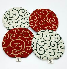 コースター 置物座布団 唐草模様2色 12cm (4枚セット)