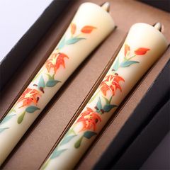 【10cm】四季の花ろうそく 2本入【ゆり】 ／ 全19種 百合 手描き 越後 新潟県 蝋燭 和柄 絵ろうそく 小池ろうそく店【メール便】