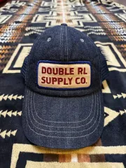 RRL 美品 濃紺 インディゴ ウォバッシュ トラッカー メッシュ キャップ 22FW RRL ダブルアールエル ロゴ メッシュ トラッカー キャップ
