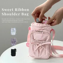 ペットボトルホルダー ショルダーバッグ ミニ スマホポーチ 可愛い リボン 斜め掛け 撥水 軽量 ポシェット 多機能 おしゃれ ミニマル リボンバッグ 小物収納 お出かけ 旅行 散歩 持ち運び レジャーアウトドア レインアイテム 子供 大人 長さ調整
