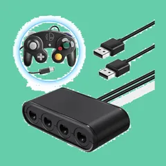 OLED/Switch/Wii switch 大乱闘スマッシュブラザーズ対応 U/PC用 最大８人同時にプレイ ４ポート コントローラ接続タップ ゲームキューブ ニンテンドー GCコントローラー接続タップ switch用GCコントローラ変換アダプタ 「アップグ