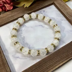 クラック水晶 パワーストーン ブレスレット 10mm （ゴールド）メンズ・レディース 男性・女性 数珠ブレス 開運  [3]