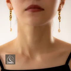 ピアス 淡水パール チェーン サージカルステンレス 金属アレルギー対応 18Kコーティング レディース 大人 モダン かわいい エレガント ジュエリー ゴールド 送料無料 プチプライス高見え CRAIFE