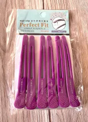 【6個セット】ズレないヘアクリップ　パープル　紫　ダッカール　散髪　理容　美容室