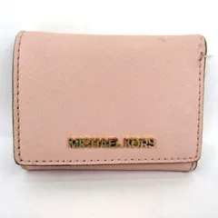 マイケルコース 三つ折り財布 レザー 小銭入れあり ブランド コンパクト ウォレット レディース ピンク Michael Kors 【中古】