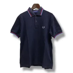 FRED PERRY フレッドペリー 英国製 M12 半袖ポロシャツ ネイビー 爽やか ゴルフ 刺繍ロゴ トップス 紳士 メンズ サイズ36  夏 セントラルパーク名古屋店 37 有B9294