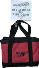 【並行輸入】TRADER JOE'S トレーダージョーズ トレジョ エコバッグ収納可能ミニポーチ付 MINI ECO BAG 2IN1 Micro Tote with Grocery Bag レッド 赤 red