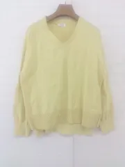 ◇ LOWRYS FARM Vネック コットンニット サイドスリット 長袖 カットソー サイズF イエロー系 レディース P  【1301310006591】