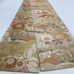 丸帯 アンティーク ヴィンテージ 全通 金帯 382cm 花嫁衣装 貸衣装 中古 リサイクル 結婚式 婚礼 着付け 舞台 きもの 着物 4132