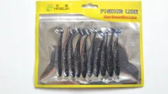 やわらか素材　シャッドテール　ワーム　[ブラック]　黒　7cm　2.2g　10本