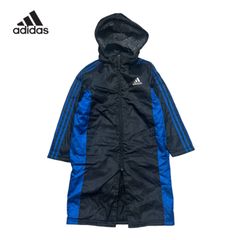 1500◯ adidas サッカー　ベンチコート　ブラック　ブルー　140