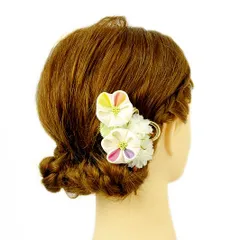 髪飾り 成人式 つまみ細工 水引 振袖 前撮り 袴 浴衣 夏祭り 花火大会 豪華2点セット 白 ピンク 黄色 水色 ゴールド ちりめん No.9-3597