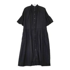 美品】AAYUSHI アユーシ コットン ロングワンピース 半袖ワンピース 黒