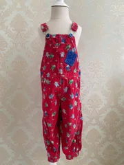 【Size 100】vintage オシュコシュ ネズミ コーデュロイ オーバーオール 赤