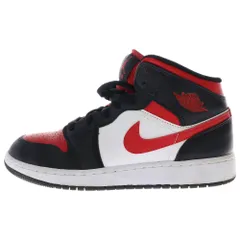 NIKE (ナイキ) GS Air Jordan 1 Mid GS エアジョーダン1 ミッドカットスニーカー ブラック/レッド レディース US6Y/24cm 554725-079
