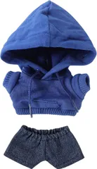 AXLUCE ぬい服-ぬいぐるみ-服-10cm パーカー-デニムパンツ-人形(ブルー,  10cm)