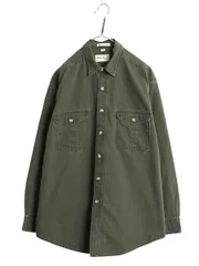 【お得なクーポン配布中!】 90s USA製 エディーバウアー コットン キャンバス 長袖 シャツ メンズ XL / 古着 オールド 無地 ヘビーウェイト ポケット付き 大きいサイズ