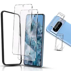 Pixel 8 pro ガラスフィルム 2枚＋ Google Pixel8 pro Google カメラフィルム 2枚 全面保護 硬度9H キズ防止 【ガイド枠付き/ケースに干渉しない】高透過率 飛散防止 自吸着 気泡防止 指紋防止 ケース対応 グーグルピク