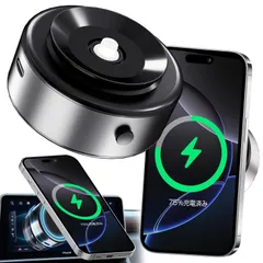 【数量限定】強力マグネット搭載 真空吸着 360度回転 マグリング付属 耐荷重1.5KG 車用スマートフォンホルダー 車載用 最大15W急速充電 スマホホルダー マグネット 充電機能搭載 スマホ ホルダー 吸盤 ワイヤレス充電 携帯ホルダー 車用スマホホルダー