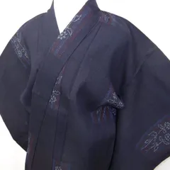 〔楽布〕P33697　「結」印　本場　結城紬　縮　単衣　c