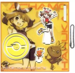 [Used] Merchandise: Haruka & Achamo Acrylic Stand Keychain, Pokemon Trainers, "Pocket Monsters," Pokemon Center Limited Edition