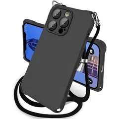 iphone 12Pro ケース シリコン 耐衝撃 斜めがけ ショルダー タイプ カバー 紐付き 織りストラップ付き 肩掛け 首掛け アイホン 12プロ ケース 米軍MIL規格 SGS認証 スマホケース 携帯ケース ストラップホール付き 薄型 ソフトケース 0