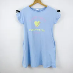 ジェニーラブ 半袖Tシャツ チュニック ワンピース 前面プリント ラウンドネック ストレッチ 春夏 キッズ 女の子用 160サイズ ブルー JENNI love 【中古】