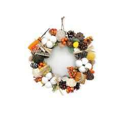 ［ 2024年 mamawreath C ハロウィンリース ］ハロウィン 秋 オータムリース フラワーリース ギフト リース 玄関用 プレゼント 永遠の意味 Mサイズ:26cm(直径)×7.5cm(厚み) (ハロウィンコットン (HP-6119))