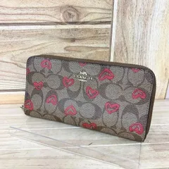 COACH コーチ レディース 限定 ハート柄 長財布 ラウンドファスナー