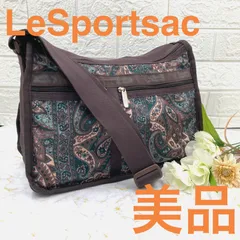 美品❣️LeSportsacレスポートサック❣️ショルダーバッグナイロンペイズリー柄グリーンレディースブランドロゴ