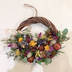 秋カラフルリース⭐︎ドライフラワーリース