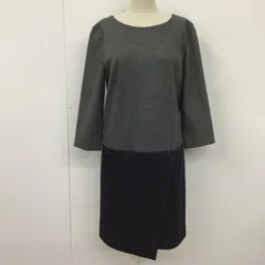 UNTITLED アンタイトル ワンピース ひざ丈スカート AD153-55428JJ 七分袖 ドッキング 後ろファスナー ヘリンボーン