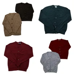 古着卸 まとめ売り アクリル カーディガン セーター 6枚セット (メンズ L ) パイピング ワンポイント レディース前含む 中古 古着 NC3287