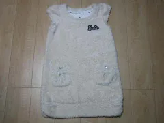 バービー Barbie 子供服 アウトレット 子供服 女の子 半袖 ワンピース 150cm 1サイズ ★3 クリーム シャギー フレンチスリーブ 秋 冬 ガールズ 女児 キッズ ジュニア 【中古】 ユーズド リサイクル 古着