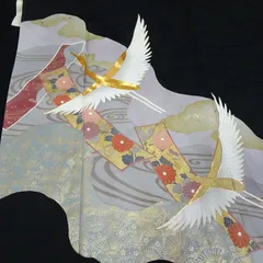中古　黒留袖　着物　作家物　礼服　結婚式　鶴【231418】