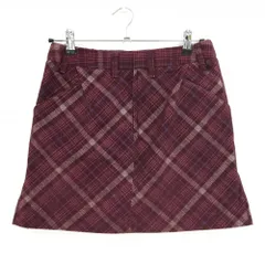 【超美品】アディダス スカート ボルドー×白×ピンク チェック コーデュロイ調 レディース L/G ゴルフウェア adidas