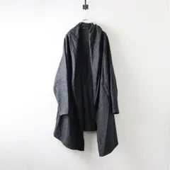 美品 ミズイロインド mizuiro ind ウールブレンドフードコーディガン＼チャコールグレー コート ロングカーディガン【2400014584424】