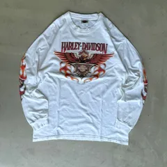 00s harleydavidson ハーレーダビットソン 両面プリント　ロンＴフレイム ファイヤー　vintage 古着
