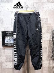 美品 アディダス ルーズフィット ワーディングウーブンパンツ 黒白 M シワ加工ナイロンパンツ ウインドブレーカーパンツ JH1015 adidas