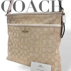 COACH　コーチ　ショルダーバッグ　斜め掛け　チャーム　シグネチャー　保存袋　ロゴ　キャンバス　レザー　ベージュ　♯1836