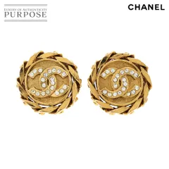 シャネル CHANEL ココマーク ラウンド型 ビジュー ラインストーン イヤリング ゴールド アクセサリー ヴィンテージ 90255488
