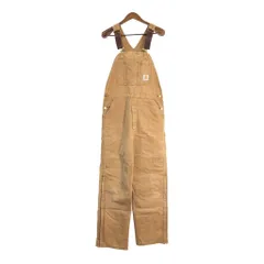 90年代 USA製 Carhartt カーハート ダック ダブルニー ビブオーバーオール ベージュ (メンズ W36 L34) 中古 古着 R7926