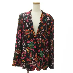 エトロ ETRO タグ付き テーラードジャケット シングル 2B 総裏 ノーベント フラワー 花柄 総柄 黒 ブラック 42のサムネイル