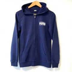 キッズ 子ども用 トルコ製◎(^w^)b PUMA プーマ ジップアップ パーカー ジャケット コットン配合 長袖 トップス フーディー スポーティー シンプル ネイビー 紺色 ジュニア サイズ13-14Y