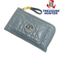 Dior ディオール カナージュ レザー CDロゴ ジップ カードホルダー L字ファスナー 小銭入れ ウォレット カードケース コインケース 【240005007015】