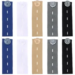 【特価商品】弾力性あり 5色 5段階で調節でき サイズ調整 ウエスト伸ばす ウエスト 広げる ウエスト調整アジャスター【10枚セット】エラスティック 縮める ウエスト調整ボタン ズボン スカート ジーンズに適用