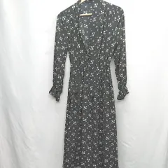 ◇ Θ INGNI イング 花柄 長袖 ロング ワンピース サイズM ブラック系 レディース E  【1505290055857】