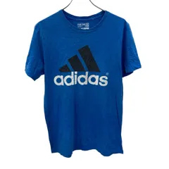 adidas 半袖プリントTシャツ M ブルー アディダス プルオーバー ビッグロゴ スポーティー 古着卸 アメリカ仕入 a705-5940